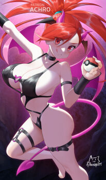 1girl achromaru alternate_costume breasts flannery_(pokemon) highres large_breasts pokemon pokemon_rse red_eyes red_hair solo