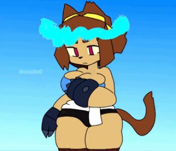 animal_ears animated animated_gif breasts brown_hair cat_ears cat_girl cat_tail cosplay furry furry_female gameoverse huge_breasts jill_valentine_(cosplay) kit_bodega large_breasts pink_eyes rouge_the_bat_(cosplay) short_hair solo tail thick_thighs thighs tifa_lockhart_(cosplay)