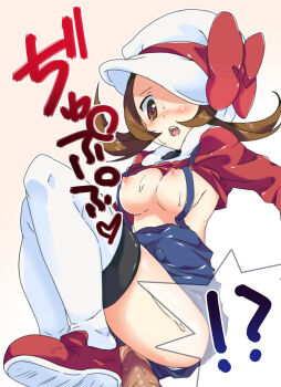 00s censored clothed_sex clothing_aside lyra_(pokemon) nakamura_sandayo nintendo no_bra overalls overalls_aside penis pokemon pokemon_hgss sex thighhighs vaginal