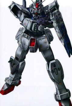 1990s_(style) aiming assault_rifle damaged dirty ground_gundam gun gundam gundam_08th_ms_team highres katoki_hajime machinery mecha mecha_focus mobile_suit no_humans official_art promotional_art retro_artstyle rifle robot scan scene_reference science_fiction shield traditional_media v-fin weapon white_background