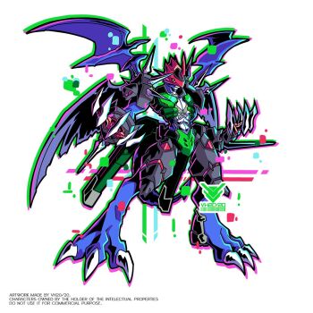armor blue_wings digimon digimon_(creature) dragon full_body green_armor highres paildramon simple_background vistahero white_background white_wings wings