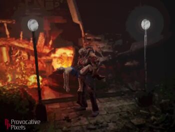 1boy 1girl 3d animated artist_name boots brown_hair capcom defeat fire hetero jill_valentine monster nemesis_(resident_evil) outdoors provocative_pixels rape resident_evil resident_evil_3:_nemesis sex short_hair sound strapless tagme tube_top video watermark