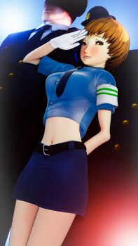 1girl 3d amateurthrowaway highres lips persona persona_4 police police_uniform policewoman satonaka_chie short_hair
