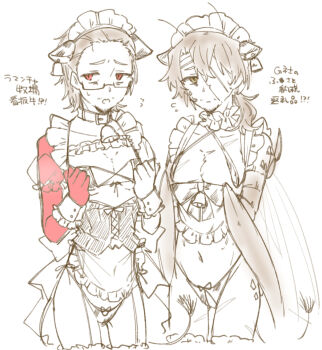 Rule 34 | 2boys, 2cuntboys, absurdres, alternate costume, animal collar, animal ears, animal print, antennae, apron, arthropod boy, arthropod limbs, back bow, bags under eyes, bandage on face, bandage over one eye, bandaged head, bandages, bare shoulders, beard stubble, bell, bell bow, bikini, black-framed eyewear, black-framed glasses, bow, bow panties, brown eyes, brown hair, chest bow, choker, clenched hands, cockroach boy, collar, collar bell, collarbone, colored extremities, colored skin, corset, cow ears, cow print, cow print bikini, cow tail, cowbell, cropped legs, cross-laced clothes, cross-laced corset, crossdressing, crossdressing (mtf), crotchless, crotchless panties, cuntboy, cuntboy only, detached sleeves, enmaided, extra wings, eyepatch bikini, facial hair, flying sweatdrops, forehead, four wings, frilled apron, frilled choker, frilled sleeves, frilled straps, frilled thighhighs, frills, front-tie bikini top, front-tie top, front bow, g corp. (identity) (project moon), garter belt, glasses, gregor (project moon), hair between eyes, hair over shoulder, hair slicked back, hairband, hands up, highleg, highleg panties, highres, insect wings, la manchaland (identity) (project moon), lily26983455, limbus company, limited palette, long hair, looking at viewer, looking to the side, low ponytail, maid, maid apron, maid bikini, maid headdress, male focus, male maid, micro bikini, midriff, monochrome, monster boy, multiple boys, multiple wings, navel, neck bell, official alternate costume, one eye covered, panties, parted bangs, partially colored, pelvic curtain, ponytail, pretzel bikini, print bikini, project moon, puffy short sleeves, puffy sleeves, red eyes, red hands, red skin, revealing clothes, ribbon, scar, scar on chest, scar on pecs, scar on stomach, scar on thigh, scar on thighs, scars all over, see-through apron, see-through clothes, see-through sleeves, semi-rimless eyewear, short hair, short sleeves, side-tie panties, simple background, sketch, spot color, standing, stubble, sweat, sweatdrop, swimsuit, tail, thighhighs, too many, unconventional maid, under-rim eyewear, underwear, waist apron, wavy mouth, white background, wings, wrist cuffs