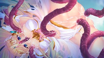 1girl anal blonde_hair blue_eyes blush breast_sucking breasts censored clothing_aside cum cum_in_ass cum_in_mouth cum_in_pussy cum_on_body cum_on_breasts cum_on_upper_body double_penetration elbow_gloves en_ciel_rena en_ciel_rena_(laelith) facial fellatio game_cg gloves kourin_tenshi_en_ciel_rena lactation large_breasts large_variant_set leotard long_hair magical_girl mosaic_censoring nipples non-web_source official_art oral princess pussy pussy_juice rape restrained saitou_natsuki solo spread_legs suhamaya tentacle_sex tentacles tiara tomoe_rena torn_clothes triple_penetration upside-down vaginal variant_set white_gloves white_leotard