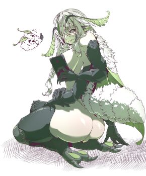 1girl absurdres antennae arthropod_girl artist_self-insert ass ass_focus bare_shoulders boots braid breasts claws embarrassed extra_arms feet female_focus fluffy flustered highres indie_virtual_youtuber insect_girl juniper_(artist) juniper_actias kneeling large_breasts long_hair moth_antennae moth_girl phone selfie sideboob thick_thighs thigh_boots thighhighs thighs thumbs_up topless_female virtual_youtuber white_hair wings