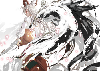 1girl ass expressionless fujiwara_no_mokou highres l.f. pants tagme touhou