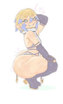 ass cellulite huge_ass lalafell original plank_(zfzt7835) shortstack squatting thick_thighs thighs