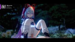 3d ahoge akt_(filtration) animal_hood animated blouse blue_hair boots bottomless clothed_sex cowgirl_position female_focus femdom griseo highres honkai_(series) honkai_impact_3rd hood loli lolidom mihoyo night nude outdoors penis pussy shirt skirt sound straddling tagme thigh_strap video