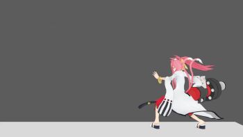 1girl 3d action animal_ears animated arc_system_works attack audible_music black_panties blazblue blazblue:_central_fiction blender_(medium) bow bracelet breasts candy cat_ears cat_girl cat_tail commentary drill english_commentary female_focus flats food full_body gameplay_mechanics gauntlets glasses grey_background hair_bow hammer heats46933 holding holding_candy holding_food jewelry jumping kokonoe_(blazblue) lab_coat lollipop long_hair medium_breasts midriff multiple_tails navel open_fly panties pince-nez pink_hair portal_(object) punching shoes simple_background solo sound split tail underwear very_long_hair video yellow_bow yellow_eyes