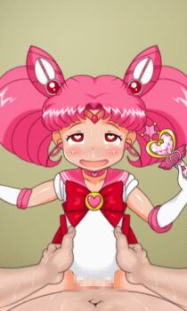1boy 1girl ahegao animated animated_gif belly bishoujo_senshi_sailor_moon blush boots bow brooch censored chibi_usa choker circlet clothed_female_nude_male clothing_cutout crotch_cutout dark-skinned_male dark_skin double_bun earrings ekikon_kenkyuukai elbow_gloves girl_on_top gloves hair_bun hair_intakes hair_ornament hand_up heart heart-shaped_pupils heart_brooch heart_choker hetero holding holding_wand jewelry leotard loli looking_at_viewer lowres magical_girl mosaic_censoring nude open_mouth parted_lips penis pink_boots pink_choker pink_hair pink_sailor_collar pov pov_crotch pov_hands pussy red_bow red_eyes sailor_collar sailor_senshi_uniform sex shiny_skin short_hair smile solo_focus spread_legs symbol-shaped_pupils testicles tiara torn_clothes torn_leotard torso_grab twintails vaginal wand white_gloves white_leotard