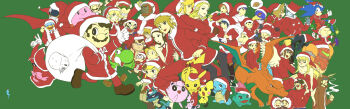 00s 1990s_(style) 6+boys 6+girls absolutely_everyone alternate_costume armor bad_id bad_pixiv_id bag beard bell black_eyes blonde_hair blue_eyes bowser captain_falcon charizard child christmas crazy_hand diddy_kong donkey_kong donkey_kong_(series) donkey_kong_country doseisan dual_persona everyone f-zero facial_hair falco_lombardi family_computer_robot fire fire_emblem fire_emblem:_mystery_of_the_emblem fire_emblem:_path_of_radiance fire_emblem:_the_binding_blade flame-tipped_tail fox_mccloud ganondorf gen_1_pokemon gen_2_pokemon gen_4_pokemon hat highres ike_(fire_emblem) ivysaur jigglypuff kid_icarus kirby kirby_(series) legendary_pokemon link long_image lucario lucas_(mother_3) luigi mario mario_(series) marth_(fire_emblem) master_hand meta_knight metal_gear_(series) metal_gear_solid metroid mewtwo monkey mother_(series) mother_2 mother_3 mr._game_&amp;_watch multiple_boys multiple_girls multiple_persona mustache nana_(ice_climber) ness_(mother_2) nintendo olimar pichu pikachu pikmin_(creature) pikmin_(series) pit_(kid_icarus) pokemon pokemon_(creature) pokemon_frlg pokemon_rgby popo_(ice_climber) power_suit_(metroid) princess_peach princess_zelda red_(pokemon) red_(pokemon_frlg) red_hair retro_artstyle roy_(fire_emblem) sack saiba_(henrietta) samus_aran sandbag sandbag_(smash_bros) santa_costume santa_hat sheik smile smoke smoking solid_snake sonic_(series) sonic_the_hedgehog spoken_food squirtle star_fox super_smash_bros. tabuu tail the_legend_of_zelda the_legend_of_zelda:_ocarina_of_time the_legend_of_zelda:_the_wind_waker the_legend_of_zelda:_twilight_princess toon_link v varia_suit waddle_dee wario warioware wide_image wolf_o'donnell yoshi young_link