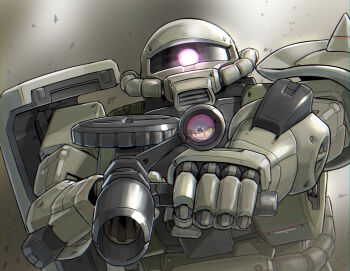 aiming aiming_at_viewer cable camera gundam hose machinery mecha mobile_suit_gundam realistic reflection robot rx-78-2_gundam science_fiction scope sensor shield towarai zaku_ii