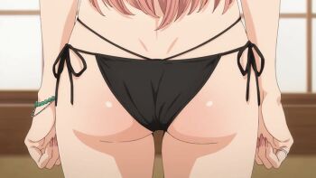 1girl 2022 20s animated animated_gif ass ass_focus bikini bikini_bottom_only black_bikini blonde_hair bracelet jewelry kitagawa_marin long_hair nail_polish ring side-tie_bikini_bottom sono_bisque_doll_wa_koi_wo_suru string_bikini swimsuit tagme