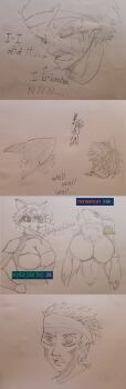 absurdres digimon digimon_(creature) fluffy fox_girl fox_tail furry furry_female highres krystal meme monochrome nintendo no_nut_november renamon sketch star_fox tail traditional_media