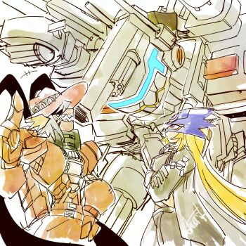 Rule 34 | 96uni69, beelstarmon, belt, cowboy hat, digimon, digimon (creature), dragon, gun, gundramon, handgun, hat, highres, long hair, magnakidmon, mask, revolver, robot, third eye, three musketeers (digimon), weapon