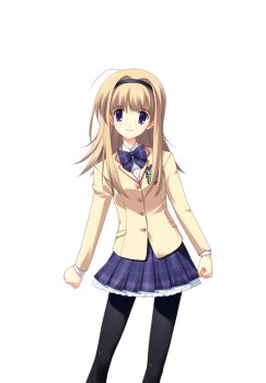 1girl ahoge black_hairband black_pantyhose blazer blonde_hair bow bowtie breasts brown_jacket chaos;head dress_shirt game_cg hairband jacket lapels looking_at_viewer matsuo_yukihiro miniskirt nishijou_nanami non-web_source notched_lapels official_art pantyhose petticoat plaid_bow plaid_bowtie plaid_clothes plaid_skirt purple_bow purple_bowtie purple_eyes purple_skirt red_trim school_uniform science_adventure shirt skirt small_breasts smile solo sprite suimei_academy_school_uniform swept_bangs transparent_background white_shirt winter_uniform