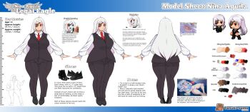 Rule 34 | 1girl, absurdres, ass, bed, breasts, eyepatch, highres, large breasts, legal eagle, long hair, nina aquila, official art, plump, red eyes, reference sheet, sleeping, solo, t-pose, thick thighs, thighs, white hair, wide hips
