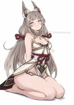 1girl absurdres bare_shoulders barefoot chascoby highres leotard nia_(blade)_(xenoblade) nia_(xenoblade) solo xenoblade_chronicles_(series) xenoblade_chronicles_2