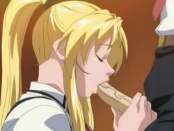 00s 1boy 1girl 2006 animated bible_black bible_black_only blonde_hair caressing_testicles close-up closed_eyes fellatio femdom from_side handjob hetero high_ponytail licking licking_penis lowres moaning oral penis ponytail saeki_kaori saliva sound tagme testicles tongue uncensored video