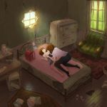 2girls age_difference animated backpack bag barefoot bed bedroom blush breasts brown_hair doll feet female_focus female_pussy_play fingering grabbing_another's_breast groping homura_hinase incest interior loli looping_animation lowres lying mature_female medium_breasts mother_and_daughter multiple_girls on_back onee-loli original pantyhose randoseru small_breasts stuffed_animal stuffed_toy ugoira video yuri