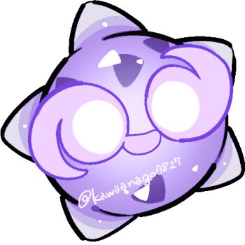 chibi chibi_only commentary_request full_body gen_7_pokemon kawaanago lowres minior minior_(core) minior_(violet_core) nintendo pokemon pokemon_(creature) pokemon_focus solo transparent_background twitter_username