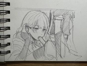 1boy 1girl arm_at_side armor art_tools_in_frame blunt_bangs blush breasts cleavage earrings erection fellatio furisode genshin_impact graphite_(medium) hair_pulled_back hand_up hatching_(texture) highres huiyue1016 incest japanese_armor japanese_clothes jewelry kimono kote layered_sleeves linear_hatching lofter_username mole mole_under_eye mother_and_son o-ring off_shoulder oral raiden_shogun sash scaramouche_(genshin_impact) short_sleeves shorts shrug_(clothing) sitting sketch string swept_bangs traditional_media