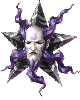 1boy artist_request black_lips black_sclera closed_mouth colored_sclera demon_(megami_tensei) facial_hair facial_mark forehead_mark frown kaiwan_(megami_tensei) male_focus official_art persona persona_5 persona_5:_the_phantom_x purple_hair red_eyes shin_megami_tensei solo third-party_source transparent_background