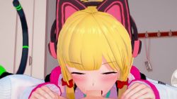 2boys 2girls 3d animated aqua_bow blonde_hair blue_archive blush bow chris_flandre deepthroat drooling fellatio fingernails green_eyes hair_bow hair_ornament hetero highres indoors koikatsu_(medium) loli looking_at_viewer midori_(blue_archive) momoi_(blue_archive) multiple_boys multiple_girls multiple_views oral penis pov pov_crotch red_bow red_eyes sound uncensored video
