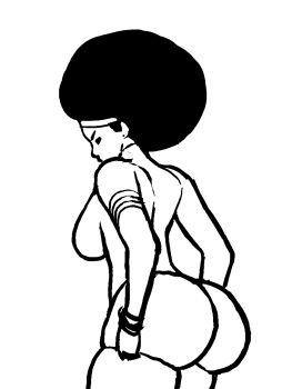 1girl afro animated animated_gif ass ass_shake bouncing_breasts breasts f-zero highres huge_ass jiggle kate_alen monochrome nintendo