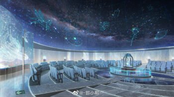 astronomy cancer_(constellation) constellation constellation_request hanxiaodan indoors lovebrush_chronicles night no_humans observatory observatory_dome official_art pegasus_(constellation) projector scenery screen sky stairs star_(sky) star_map starry_sky theater_seating watermark weibo_watermark