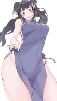 1girl animal_ears blue_archive blue_eyes blush dog_ears dog_girl engineering_department_(blue_archive) halo hibiki_(blue_archive) highres long_hair looking_at_viewer simple_background solo syuuka-kazane white_background yellow_halo