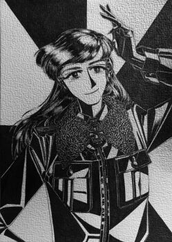 Rule 34 | 1girl, bordfunker133, coat, cross, earrings, franz von verra, greyscale, hand up, highres, iron cross, jewelry, long hair, looking at viewer, military uniform, monochrome, nazi, original, photo (medium), smile, solo, upper body, winter clothes, winter coat, world war ii