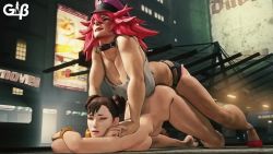 1futa 1girl 3d animated aqua_eyes belt_collar bouncing_breasts bracelet breasts brown_eyes brown_hair capcom choker chun-li cleavage clothed_female_nude_female collar commentary denim denim_shorts doggystyle double_bun earrings english_commentary futa_with_female futanari generalbutch hair_bun hat high_heels highres huge_breasts huge_penis jewelry large_breasts messy_hair moaning multiple_girls nude outdoors pale_skin peaked_cap penis pink_hair poison_(final_fight) red_lips rolling_eyes sex sex_from_behind shirt short_hair short_shorts shorts single_hair_bun sound spiked_hair stomach_bulge street_fighter street_fighter_ii_(series) tank_top thick_thighs thighs top-down_bottom-up torn_clothes torn_shirt torn_tank_top video