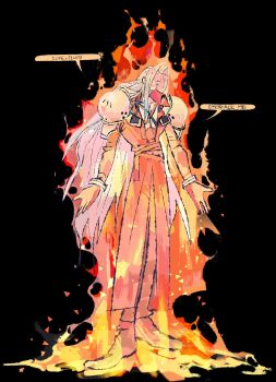 1boy armor bangle black_hair boots bracelet burning chest_strap english_text final_fantasy final_fantasy_vii fire full_body gloves grey_hair highres jaysoysaucee jewelry long_bangs long_coat long_hair male_focus outstretched_arms pants parted_bangs parted_lips pauldrons sephiroth shoulder_armor smile solo