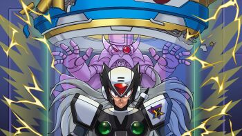 2boys armor beard black_armor black_helmet black_zero_(mega_man) chest_jewel closed_mouth energy_sword evil_grin evil_smile facial_hair fake_zero_(mega_man) forehead_jewel grey_hair grin helmet jewelry looking_at_viewer mega_man_(series) mega_man_x2 mega_man_x_(series) multiple_boys mustache old old_man open_mouth ponytail red_eyes scene_reference serges_(mega_man) sigma_symbol smile sparkle sparks sprinqgueen sword sword_on_back teeth tusks upper_body weapon weapon_on_back z_saber zero_(mega_man)