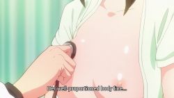 1boy 2girls animated anime_screenshot bandaged_head bandages black_hair blue_eyes blush breasts brown_hair collarbone futoku_no_guild green_hair hair_between_eyes hat highres horns kikuru_madan loli multicolored_hair multiple_girls nipples no_bra nurse nurse_cap open_clothes open_robe pointy_ears robe short_eyebrows sidelocks small_breasts sound stethoscope subtitled thick_eyebrows tokishikko_dana twintails undressing video white_hair