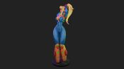 1girl 3d adapted_costume animated armor arms_up ass black_background blonde_hair blue_bodysuit blue_eyes bodysuit boots breasts cleavage curvy full_body highres huge_ass large_breasts lipstick long_hair makeup metroid nintendo ponytail red_lips samus_aran shoulder_armor sidelocks simple_background solo texelion thick_thighs thighs video zero_suit