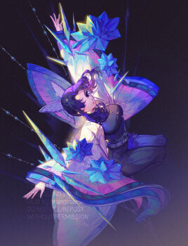 Rule 34 | 1girl, animal print, belt, black jacket, black pants, breasts, butterfly hair ornament, butterfly print, butterfly print haori, commentary request, demon slayer uniform, gold buttons, hair ornament, hakama, hakama pants, haori, highres, jacket, japanese clothes, kimetsu no yaiba, kochou shinobu, medium breasts, orange sekaii, outstretched arms, pants, parted bangs, print haori, purple hair, sidelocks, solo, twitter username, updo, wide sleeves