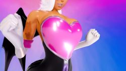 1girl 20s 3d animated bare_shoulders bat_wings black_unitard blue_background bouncing bouncing_breasts breast_expansion breasts bursting_breasts chestplate cleavage covering_privates cuffs elbow_gloves female_focus gloves gradient_background grin head_out_of_frame heart holding honey_select huge_breasts humanization illusion_soft large_breasts makeup multicolored_background pink_background pink_cuffs pink_lips prevence rouge_the_bat sega short_hair skin_tight sleeveless smile solo sonic_(series) standing unitard video white_gloves white_hair white_trim wings