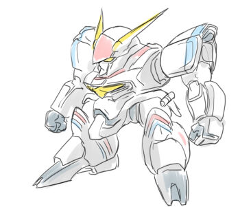 chibi clenched_hands d-1 kikou_senki_dragonar look-alike looking_ahead mashin_eiyuuden_wataru mecha niiyan no_humans parody robot solo standing style_parody white_background yellow_eyes