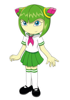 1girl arung98 cosmo_(sonic) cosmo_the_seedrian highres school_uniform sega smile sonic_(series) sonic_x white_background