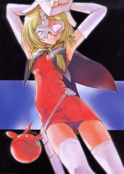 Rule 34 | 1980s (style), 1990s (style), 1girl, blue eyes, capelet, char aznable, char aznable (cosplay), color variation, cosplay, epaulettes, genderswap, genderswap (mtf), genshiken, gloves, gundam, haro, highres, ichiba ko'ushi, mask, military rank insignia, military uniform, miniskirt, mobile suit gundam, oldschool, otaku, retro artstyle, robot, scan, science fiction, signature, skirt, solo, susanna hopkins, thighhighs, traditional media, zeon, zettai ryouiki