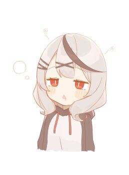 1girl black_hair chibi commentary_request cosplay grey_hair hair_ornament highres hololive kigurumi multicolored_hair nema_029 open_mouth red_eyes sakamata_chloe saliva sleepy solo virtual_youtuber x_hair_ornament