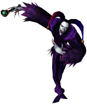 3d absurdres blue_eyes capcom devil_may_cry_(series) devil_may_cry_3 gloves highres jester male_focus official_art scepter staff