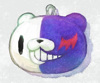 bear character_charm charm_(object) commentary_request danganronpa_(series) fusion gloomy_bear heterochromia hiraga_na itazuraguma_no_gloomy monokuma no_humans two-tone_fur white_background