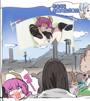 aura_(sousou_no_frieren) aura_bullying_(meme) bare_shoulders blue_sky blush bottomless bow_(bhp) breasts breasts_apart breasts_out brown_hair chibi cityscape cleavage cloud cloudy_sky crowd demon demon_girl demon_horns elf embarrassed flashing fang female_focus female_masturbation fingering flashing forced_exhibitionism frieren grey_hair horizon horns horrified humiliation large_breasts legs_up looking_up lying mage masturbation multiple_boys multiple_girls nipples no_bra no_panties on_back orange_hair peeking_out pink_hair pointy_ears presenting presenting_pussy public_indecency pussy pussy_fingering pussy_flash pussy_focus pussy_juice pussy_juice_trail shocked_pupils sky smile smirk sousou_no_frieren speech_bubble sweat sweatdrop tagme thick_thighs thighhighs thighs topless_female village watching watching_from_afar wavy_mouth wet