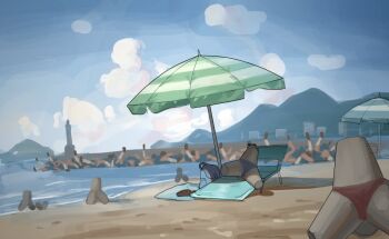 6+girls 6+others backpack bag beach beach_chair beach_towel beach_umbrella blue_male_swimwear blue_one-piece_swimsuit blue_swim_briefs building cloud cloudy_sky day lighthouse male_swimwear mountain mountainous_horizon multiple_girls multiple_others ocean one-piece_swimsuit original outdoors red_male_swimwear red_one-piece_swimsuit red_swim_briefs role_reversal sky swim_briefs swimsuit tensen_(dotted_line) tetrapod towel umbrella underwear upside-down water what