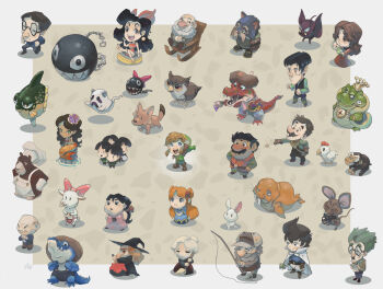 6+boys 6+girls animal apron arm_up baby bald bear beard belt bird black_hair black_hat blue_dress blue_eyes bow bow_wow_(zelda) broom brown_belt brown_hair camera carrying carrying_baby carrying_person chain_chomp chair cheekbones chef_bear chef_hat chibi chicken christine_(zelda) crazy_tracy crocodilian crown cucco cucco_keeper dress earrings facial_hair fish fisherman_(link's_awakening) fishing_rod fox ghost ghost_by_the_bay_(link's_awakening) glasses grandma_ulria green_hair green_hat green_tunic hat highres holding holding_broom holding_camera holding_fishing_rod holding_paint_palette holding_paintbrush item_trader_(link's_awakening) jewelry kiki_(zelda) link long_hair mad_batter madam_meowmeow manbo_(zelda) marin_(zelda) mermaid_(link's_awakening) monkey monster mr._write multiple_boys multiple_girls mustache nintendo ocean_sunfish old old_man old_man_ulrira_(zelda) old_woman open_mouth overalls owl owl_(link's_awakening) own_hands_clasped own_hands_together paint_palette paintbrush papahl phil_dragash photographer_(link's_awakening) pink_dress pointy_ears pointy_nose prince_richard_(kaeru_no_tame_ni_kane_wa_naru) quadruple_wielding rabbit_(zelda) red_shirt rocking_chair sale_(link's_awakening) schule_donavitch sharp_teeth shirt short_hair signature straw_hat syrup_(zelda) tarin teeth the_legend_of_zelda the_legend_of_zelda:_link's_awakening throwing throwing_food town_tool_shopkeeper_(link's_awakening) trendy_game_shop_owner tunic walrus_(link's_awakening) wart_(mario) waving white_apron witch_hat yip_yip