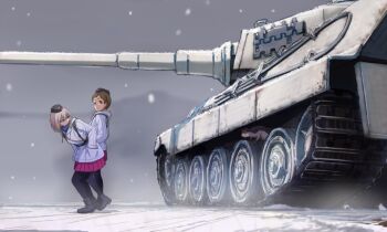 Rule 34 | 10s, 2girls, ankle boots, black footwear, black hat, black legwear, blue eyes, boots, brown eyes, brown hair, coat, commentary request, garrison cap, girls und panzer, hands in pockets, hat, itsumi erika, kuromorimine military uniform, long hair, looking at viewer, looking back, military, military hat, military uniform, military vehicle, miniskirt, motor vehicle, multiple girls, outdoors, pantyhose, pleated skirt, red skirt, ritaiko (girls und panzer), shinmai (kyata), short hair, silver hair, skirt, snow, standing, tactical clothes, tank, tiger ii, white coat, winter clothes